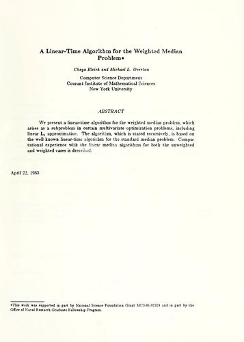 A linear-time algorithm for the weighted median problem