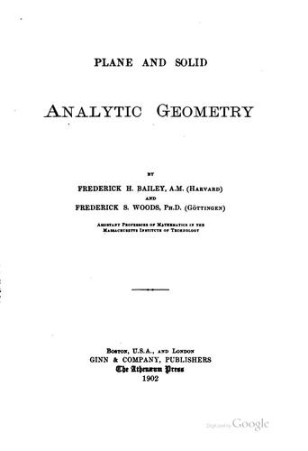 Plane and solid analytic geometry