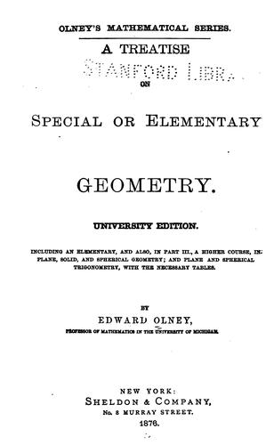 A treatise on special or elementary geometry