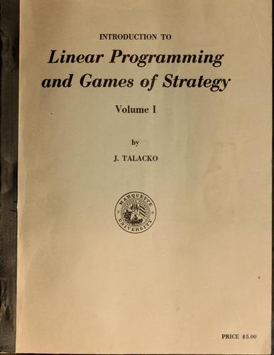 Introduction to linear programming and games of strategy