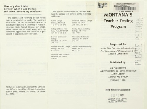 Montana's teacher testing program