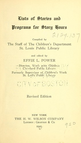 Lists of stories and programs for story hours