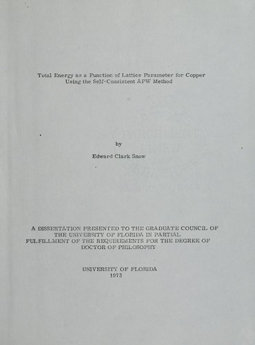 Total energy as a function of lattice parameter for copper using the self-consistent APW method