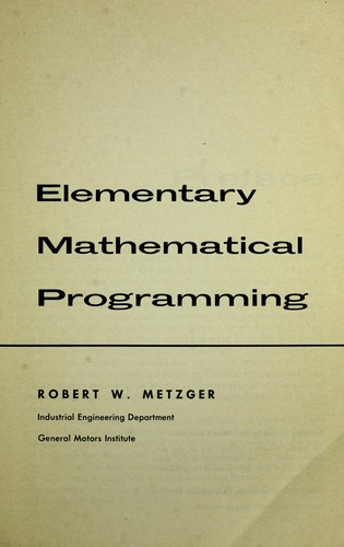 Elementary mathematical programming