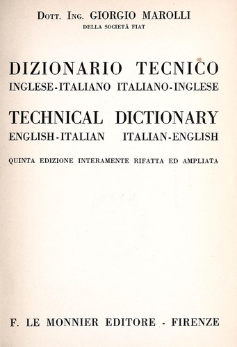 Dizionario tecnico inglese-italiano, italiano-inglese