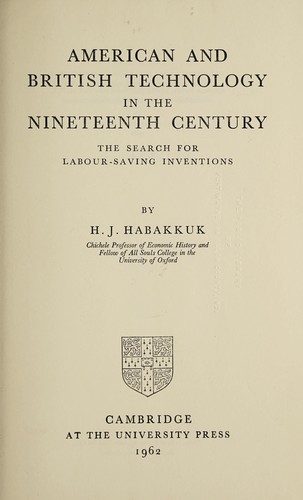 American and British technology in the nineteenth century