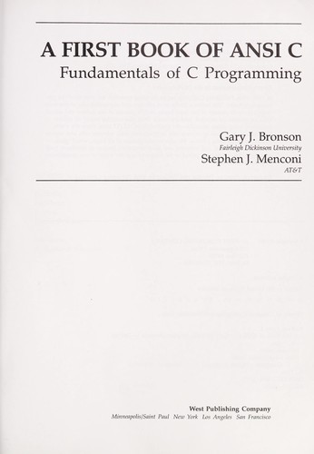 A first book of ANSI C