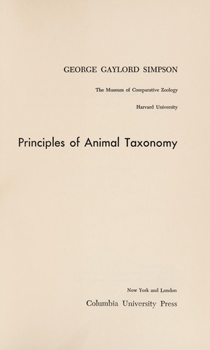 Principles of animal taxonomy