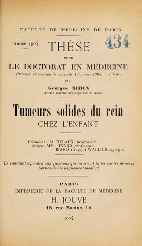 Tumeurs solides du rein chez l'enfant ...