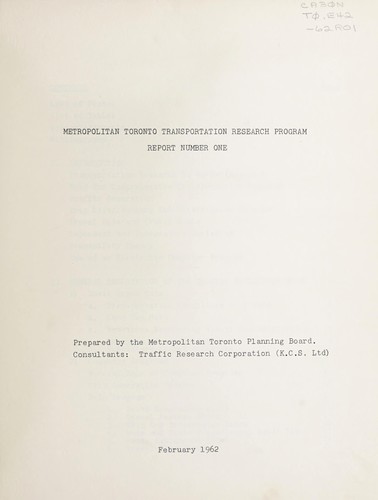 METROPOLITAN TORONTO TRANSPORTATION RESEARCH PROGRAM