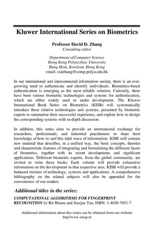 Computational algorithms for fingerprint recognition
