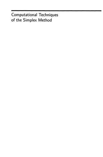 Computational Techniques of the Simplex Method