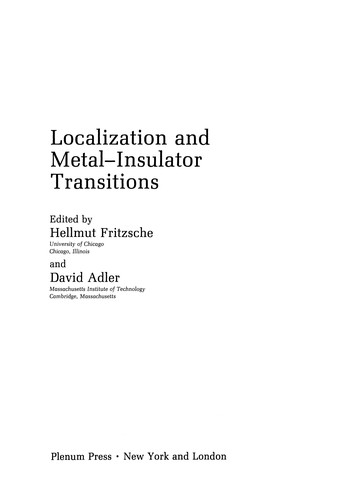 Localization and Metal-Insulator Transitions