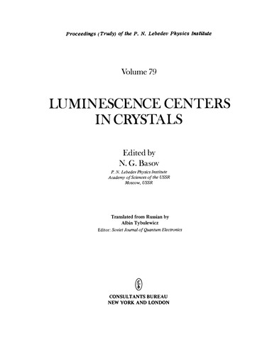 Luminescence Centers in Crystals
