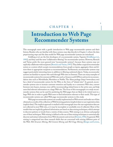 Web page recommendation models