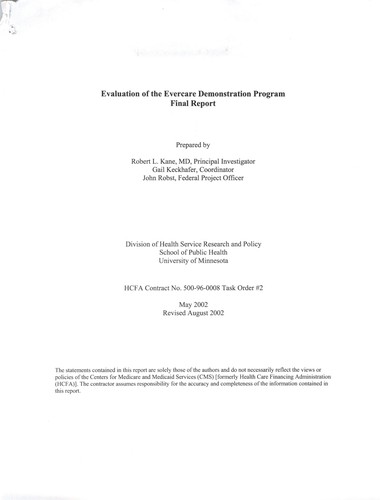 Evaluation of the Evercare demonstration program