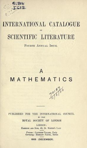 International catalogue of scientific literature, 1901-1914