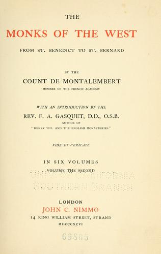 Les moines d'occident depuis Saint Benoît jusqu'à Saint Bernard