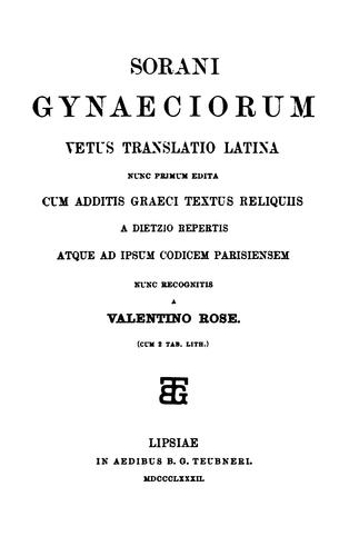 Sorani Gynaeciorum vetus translatio latina