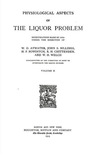 Physiological aspects of the liquor problem