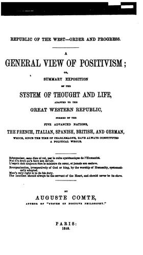 Discours sur l'ensemble du positivisme